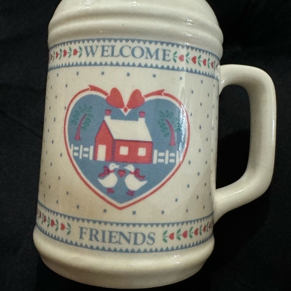 VTG Ceramic Salt & Pepper Shakers Welcome Friends Hearts & Geese Cottagecore EUC - Picture 7 of 10